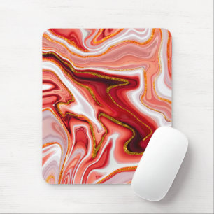 Korallen-Gold-Abstrakt-Marmor-Fluid-Kunst Mousepad