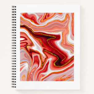 Korallen-Gold-Abstrakt-Marmor-Fluid-Kunst Notizblock