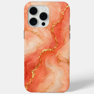 Korallen-Gold-Marmor-Fluss Abstract Case-Mate iPhone Hülle