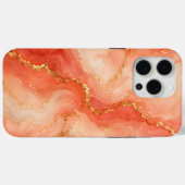 Korallen-Gold-Marmor-Fluss Abstract Case-Mate iPhone Hülle (Rückseite (Horizontal))