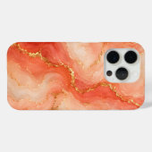 Korallen-Gold-Marmor-Fluss Abstract Case-Mate iPhone Hülle (Rückseite (Horizontal))