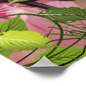 Korallen, Gras, Peony-pink Blooms & Flamingos Poster (Ecke)