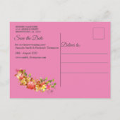 Korallen, Gras und Peony-rosa Blüten Ankündigungspostkarte (Rückseite)