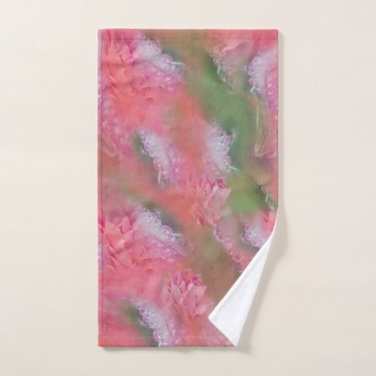 Korallen, Gras und Peony-rosa Blüten Badhandtuch Set (Handtuch)