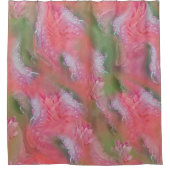Korallen, Gras und Peony-rosa Blüten Duschvorhang (Vorderseite)