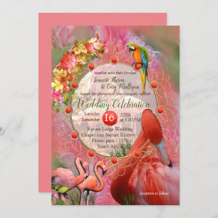 Korallen, Gras und Peony-rosa Blüten Einladung