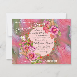Korallen, Gras und Peony-rosa Blüten Einladung