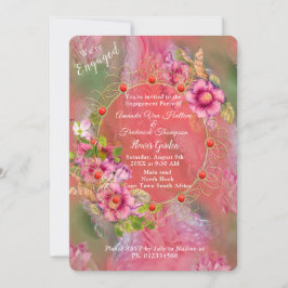 Korallen, Gras und Peony-rosa Blüten Einladung