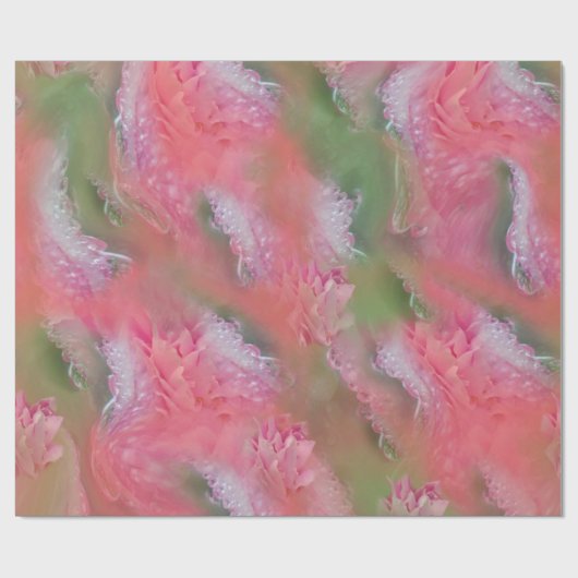 Korallen, Gras und Peony-rosa Blüten Geschenkpapier (Flach)