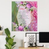 Korallen, Gras und Peony-rosa Blüten Poster (Heimbüro)