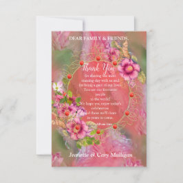 Korallen, Gras und Peony-rosa Blüten RSVP Karte