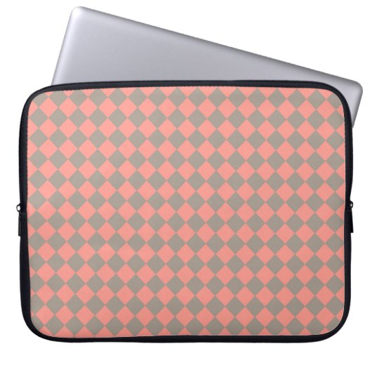 Korallen-Grau-Karo-Diamant-Muster Laptopschutzhülle (Vorderseite)