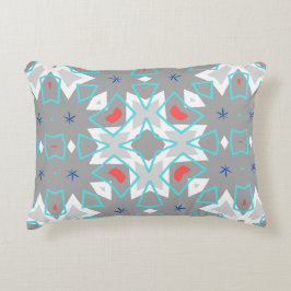 Korallen-Grau-Mandala-Muster | Geometrisch Floral  Dekokissen