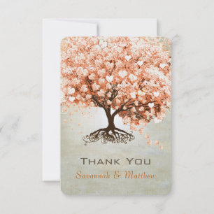 Korallen-Herz-Blatt-Baum-Hochzeit Danke