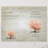 Korallen-Herz-Blatt-Baum-Hochzeitsprogramme (Vorderseite)