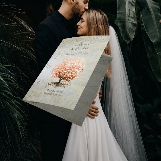 Korallen-Herz-Blatt-Baum-Hochzeitsprogramme