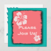 Korallen, Hibiskus Tropical gefallen individuelle Einladung (Vorne/Hinten)