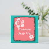 Korallen, Hibiskus Tropical gefallen individuelle Einladung (Stehend Vorderseite)