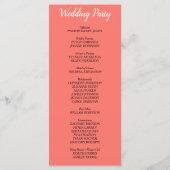 Korallen Hochzeitsprogramm Programm (Rückseite)