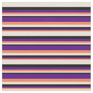 Korallen, Indigomuster, Schwarz und Bisken Farbmus Stoff