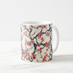 Korallen-Kirschblüten-Zweige Elfenbein Asiatisch F Kaffeetasse