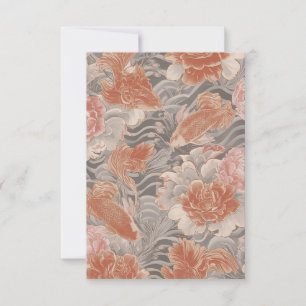 Korallen-Koi-Chinoiserie-Blumenmuster Dankeskarte