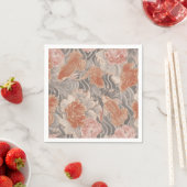 Korallen-Koi-Chinoiserie-Blumenmuster Serviette (Beispiel)