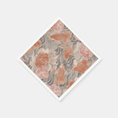 Korallen-Koi-Chinoiserie-Blumenmuster Serviette (Ecke)