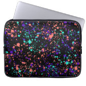 Korallen lila grün auf schwarz| Farbspritzen| Laptopschutzhülle (Vorderseite)