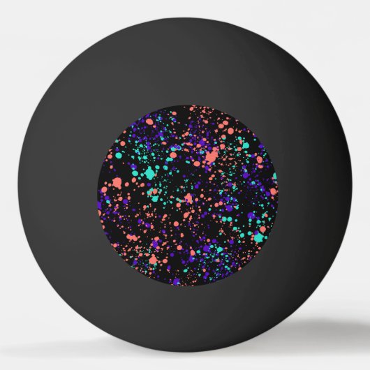 Korallen lila grün auf schwarz| Farbspritzen| Tischtennisball (Vorderseite)