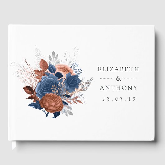 Korallen-, Marine- und Silberblumenhochzeit Gästebuch (Vorderseite)