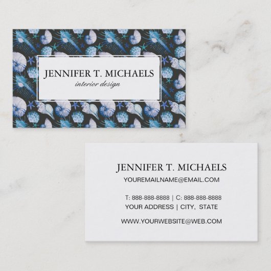 Korallen mit Muschel-Muster Visitenkarte (Vorne/Hinten)