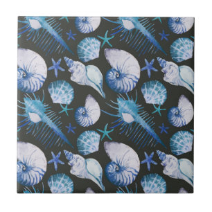 Korallen mit Muscheln Fliese