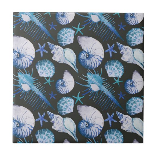Korallen mit Muscheln Fliese (Vorderseite)