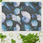 Korallen mit Muscheln Geschirrtuch (Gefaltet)