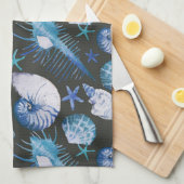 Korallen mit Muscheln Geschirrtuch (Viertel Falte)