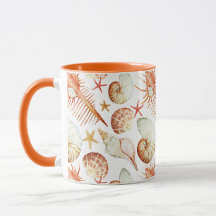 Korallen mit Muscheln und Krabben Muster Tasse