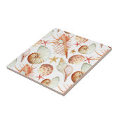 Korallen mit Muscheln- und Krebsmuster Fliese (Seite)