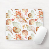 Korallen mit Muscheln- und Krebsmuster Mousepad (Mit Mouse)