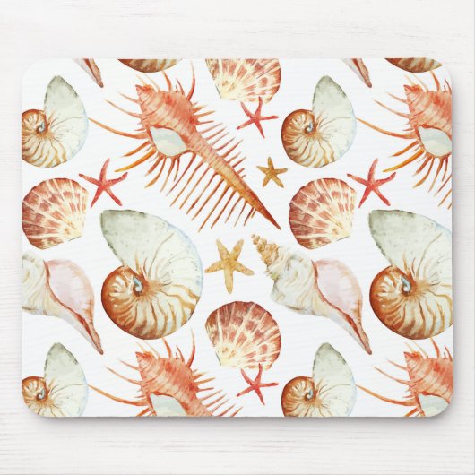 Korallen mit Muscheln- und Krebsmuster Mousepad (Vorne)