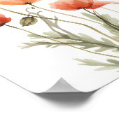Korallen-Mohn-Wasserfarben-Blumen-Wandkunst Poster (Ecke)