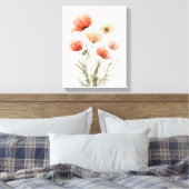 Korallen-Mohn-Wasserfarben-Blumenprint Leinwanddruck (Insitu (Schlafzimmer))