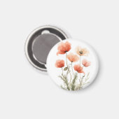 Korallen-Mohn-Wasserfarben-Blumenprint Magnet (Vorderseite/Rückseite)