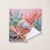 Korallen, Muscheln, Strand, Ozean Badhandtuch Set (Waschlappen)