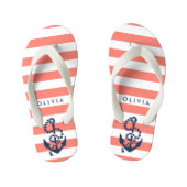 Korallen Nautical Anchor Girls Flip Flops Kinderbadesandalen (Fußbett)