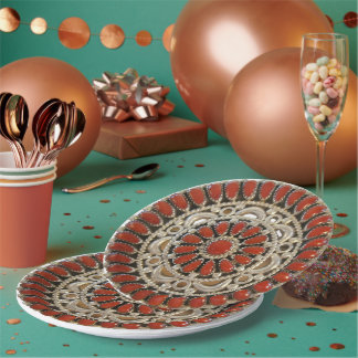 Korallen Navajo-Schmuck Papierplatte Pappteller