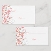 Korallen, Platzkarten für Hochzeiten mit weißer Bl (Vorne/Hinten)