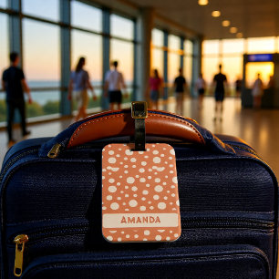 Korallen-Polka-Punkt Personalisierter Name Gepäckanhänger