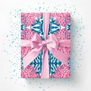 Korallen-Rokokko in Rosa und Aqua Geschenkpapier