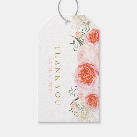 Korallen, Rosa und Pfirsichfarben Gastgeschenk Hoc Geschenkanhänger (Vorderseite)